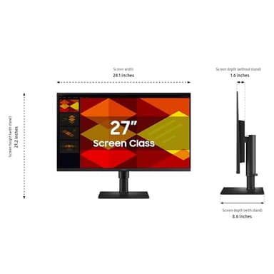 SAMSUNG 27” (S40GD) Borderless Business Monitor with IPS Panel, 100Hz Refresh Rate, Eye Saver Mode, Ergonomic Design, Game Picture Mode, LS27D408GANXGO - Image 4