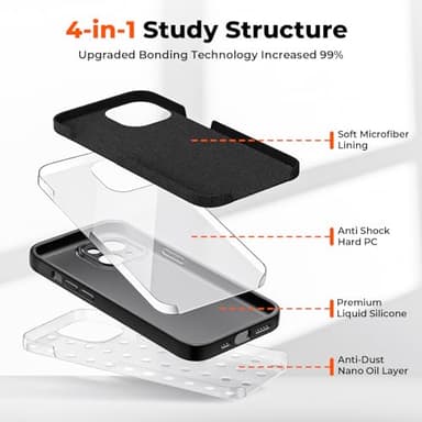 SUPFINE Designed for iPhone 13 Case,Premium Liquid Silicone with [Soft Anti-Scratch Microfiber Lining][Upgraded Camera Protection] Slim Shockproof Protective Phone Case for Men Women Girls,Black - Image 3