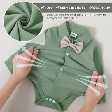 SANMIO Baby Boy Clothes Suits Infant Gentleman Outfit Collared Dress Shirt+Vest+Tie+Corsage+Pants 5Pcs Baby Suit Sets - Image 3