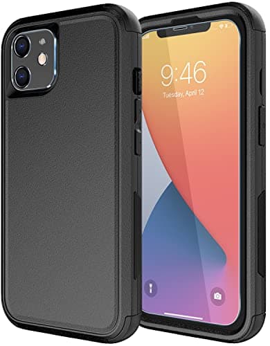 Diverbox for iPhone 11 Case [Shockproof] [Dropproof] [Tempered Glass Screen Protector],Heavy Duty Protection Phone Case Cover for Apple iPhone 11 (Black-3in1) - Image 1