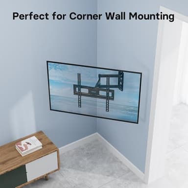 BONTEC Full Motion TV Wall Mount for 26-60 Inch LED LCD OLED Flat & Curved TVs, Swivel & Tilt Adjustable with Max VESA 400x400mm, Corner Wall Mount Bracket Holds Up to 77lbs, Easy Installation - Image 3
