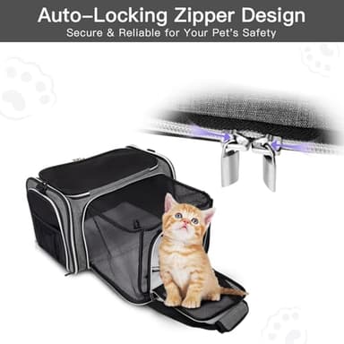 BAGLHER Cat Carrier Bag,Airline Approved Pet Carrier Soft Side Pet Travel 5 Sides Open Doors 3 Sides Expandable Foldable Dog Carrier with Fleece Pad - Image 4