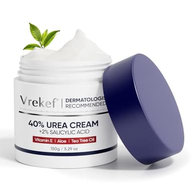 VREKEF Urea Cream 40 Percent for Feet Maximum Strength, Urea Cream 40% Plus Salicylic Acid 2%, Foot & Hand Cream for Dry Cracked - Image 1
