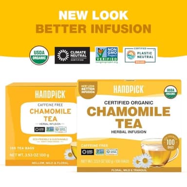 HANDPICK, Organic Chamomile Tea Bags (100 Herbal Tea Bags) Caffeine Free| Premium Floral Chamomile Herbal Tea in Eco-Conscious Teabags | Direct from Source - Image 3
