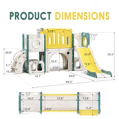 MOCUTEEN 8 in 1 Toddler Slide,Baby Playset for Indoor Outdoor Playground with Basketball Hoop,Storage and Telescope,Climbing Toys for Toddler Playground Playset - Image 3