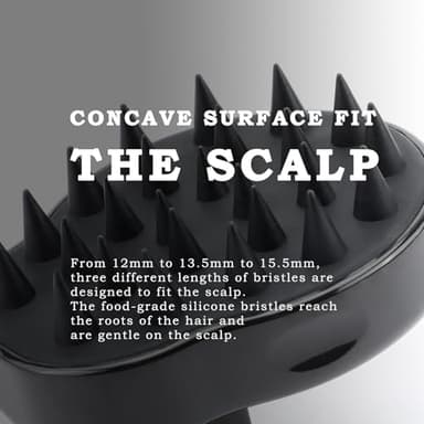 FREATECH Scalp Massager Hair Growth, Scalp Scrubber Shampoo Brush with Soft Silicone Bristles for Dandruff Removal and Hair Care, Wet & Dry Hair Massager Scalp Exfoliator for All Hair Types, Black - Image 3