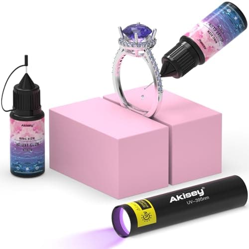 Akisey Ring Sizers for Loose Rings, Ring Size Adjuster Kit for Women, Rings Guards Kit with UV Light & 10g Glue, Fixators, Invisible Traceless Tightener for Men, Fit Any Size, Easy to Apply & Remove - Image 1