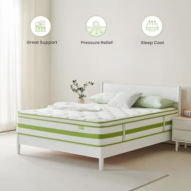 Dourxi Queen Mattress, 12 Inch Mattress in a Box, Hybrid Mattress Queen, Organic Cotton Fabric Cover and Individual Pocket Springs, Cooler Sleep and Pressure Relief, Plush Support Feel, 80*60*12Inch - Image 3