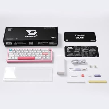 YUNZII AL66 Wireless Mechanical Keyboard,Full Aluminum CNC,65% Knob Control,Bluetooth/2.4G/Wired,Hot Swappable Pre-lubed Switches,Gasket Mounted RGB for Win/Mac(Milk Switch, Pink) - Image 7