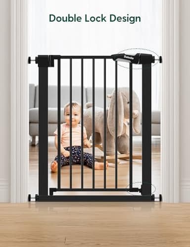 BABELIO 26-28.5 Inch Narrow Easy Install Baby Gate, Auto-Close Pet Gate for Small Stairs and Doorways, NO Drilling Pressure Mounted, NO Extensions, Black - Image 6