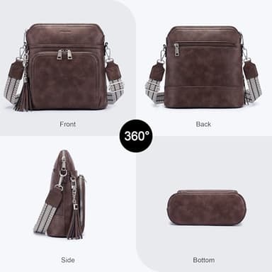 Roulens Crossbody Purse for Women Vegan Leather Medium Crossbody Wallet Bag for Travel Women Shoulder Handbags with Tassel - Image 6