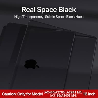 Soonjet for MacBook Pro 16 inch Case M4 2025 2024-2021 M3 M2 M1 Pro/Max [100% Match Official Color] Protective Hard Case Laptop Cover - Space Black Clear - Image 4
