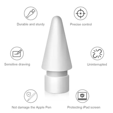 Replacement Tips for Apple Pencil 1st Generation/ 2nd Generation Tips, iPad Pencil Nibs Accessories for Apple Pen Pro/USB-C/ 1/2 Gen(8 Pack) - Image 4