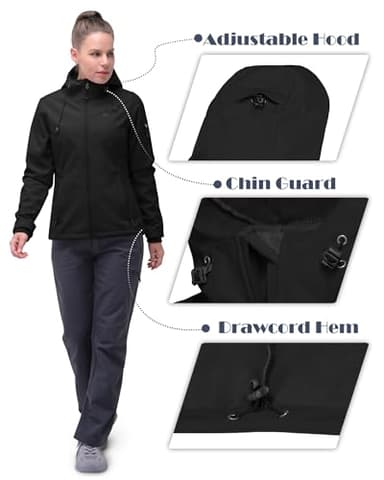 33,000ft Women's Softshell Jacket, Fleece Lined Warm Jacket Light Hooded Windproof Coat for Outdoor Hiking - Image 5