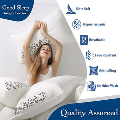 Luxury Bed Pillows Queen Size Set of 2 - Fluffy & Supportive Rebound for Side Back Sleepers - Relief Neck Pain - Hotel Premium Down Alternative Soft Pillows for Sleeping - Skin Friendly - Cooling - Image 5