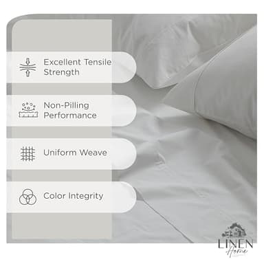 Linen Home 100% Cotton Percale Sheets King Size, White, Deep Pocket, 4 Pieces Set - 1 Flat, 1 Deep Pocket Fitted Sheet and 2 Pillowcases, Crisp Cool and Strong Bed Linen - Image 2