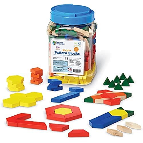 Learning Resources Wooden Pattern Blocks, Early Math Concepts, Pattern Blocks for Classroom, Set of 250, Ages 3+ - Image 1