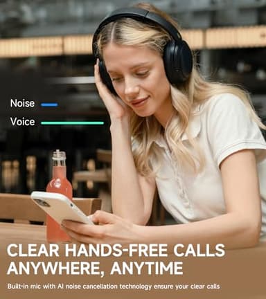 Edifier W800BT Pro Hybrid Active Noise Cancelling Headphones - Hi-Res Audio - AI Call Noise Cancellation - 45H Playtime - Fast Charging - Foldable - Wireless Over-Ear Bluetooth 5.4 Headphones - Black - Image 4