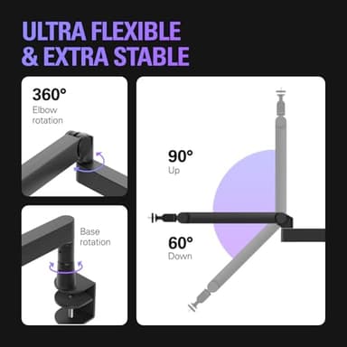 Elgato Wave Mic Arm Pro - 360° Rotatable Low Profile Gas Spring Microphone Arm, Works Mics/Shure SM7B/HyperX QuadCast/Rode/Blue Yeti & More – for Broadcasting/Podcasting/Streaming - Image 6