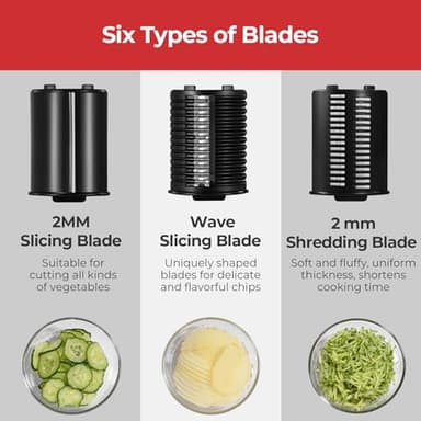 Electric Cheese Grater, Salad Maker With 6 Different Shapes of Blades, 250W Electric Slicer Shredder, Electric Salad Machine for Cheeses, Fruits, Vegetables - Image 4