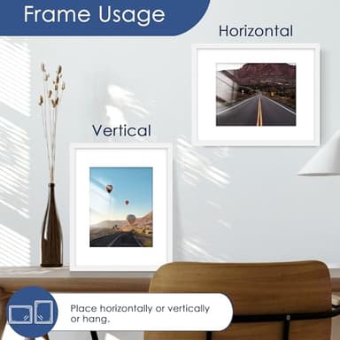 PEALSN 11x14 Picture Frame Set of 6, Display Pictures 8x10 with Mat or 11x14 Without Mat for Wall Mounting or Table Top Display, Photo Frames Collage for Wall Decor, White. - Image 7