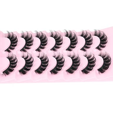 Mink Lashes Fluffy Wispy Lashes Natural Look 3D False Eyelashes D Curl Russian Strip Lashes 7 Pairs Short Fake Eyelash Pack by EYDEVRO - Image 4