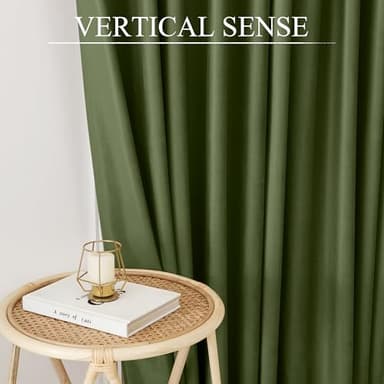 RYB HOME Green Curtains Velvet 96 inches 2 Panels Set, Back Tab & Rod Pocket Leaf Pattern Blackout Room Darking Curtains & Drapes for Nusery Bedroom Office Christmas Festival, Hunter Green - Image 7