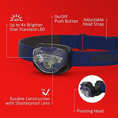 EVEREADY LED Headlamps Pro200 [5-Pack], IPX4 Water Resistant, Bright and Durable Head Lights for Camping, Hiking, Emergency Power Outage (Batteries Included) - Image 4