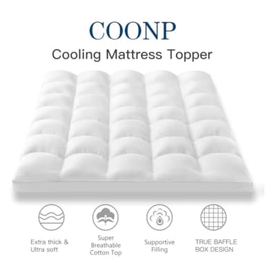 COONP Queen Mattress Topper, Extra Thick Pillowtop, Cooling and Plush Mattress Pad Cover Cotton Top Bed Topper Protector with 8-21 Inch Deep Pocket - Image 2
