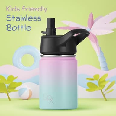 SIPX™ Insulated Kids Water Bottles 12oz. With Straw Lid, BPA-Free Reusable Insulated Toddler Water Bottle Keeps Cold 24 Hours, Metal Water Bottle Kids Made Of Sustainable Material (Gradient Mint Pink) - Image 6