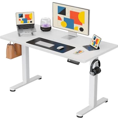 ErGear Electric Standing Desk, 44 x 24 Inches Height Adjustable Stand up Desk, Sit Stand Home Office Desk, with Two-Piece Desktop (White) - Image 1