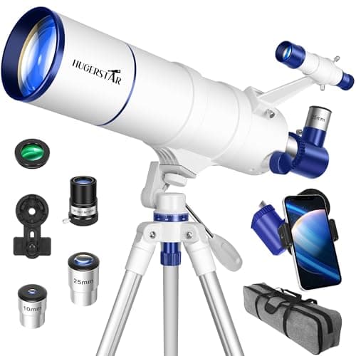 HUGERSTAR Telescope for Adults High Powered, 90mm Aperture 550mm Portable Refractor Telescope for Kids & Astronomy Beginners, Professional Telescopes with Tripod, Phone Adapter, Moon Filter, Carry Bag - Image 1