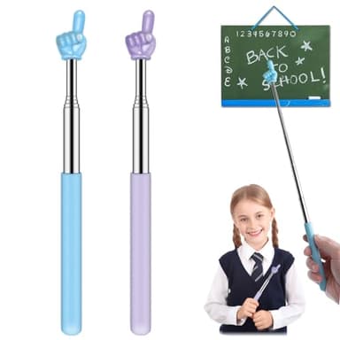Retractable Teacher Pointer for Classroom Kids Reading, Dumero Extendable Finger Pointer Stick, School Collapsible Telescoping Long Hand Pointing Stick, Classroom Must Have Supplies Essentials, 2 Pack - Image 1