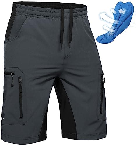 Ally Men's Mountain Bike Shorts 4D Padded Lightweight Loose-fit with Zipper Pockets for Biking Cycling Bicycle Riding Biker (Attached-pad DK Grey, X-Large) - Image 1