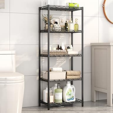 HOMEFORT 5-Tier Wire Shelving 5 Shelves Unit Metal Storage Rack Durable Organizer Perfect for Pantry Closet Kitchen Laundry Organization in Black,21”Wx14”Dx61”H - Image 5