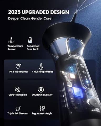 Electric Ear Wax Removal with Separated Dual Tank, IPX6 Waterproof Ear Cleaner Kit, Water Temperature Detection, FSA/HSA Eligible & Ergonomic Upright Rinse Design, USB-A to C Cable - Image 3