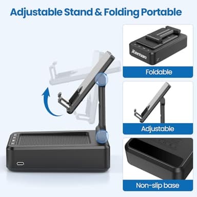 Cell Phone Stand with Wireless Bluetooth Speaker and Anti-Slip Base HD Surround Sound Perfect for Home and Outdoors with Bluetooth Speaker for Desk Compatible with iPhone/ipad/Samsung Galaxy - Image 6