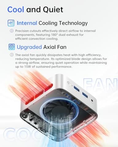 ACEMAGIC Vista V1 Mini Pc, 16GB DDR4 RAM 256GB SSD Mini Computer, 13Th Gen Intel N150 (Beat N100/N95 Up to 3.6Ghz), UHD 4K HDMI DP, Dual WiFi/Bt, Gigabit Ethernet Vesa, Home/Office Micro Pc - Image 5