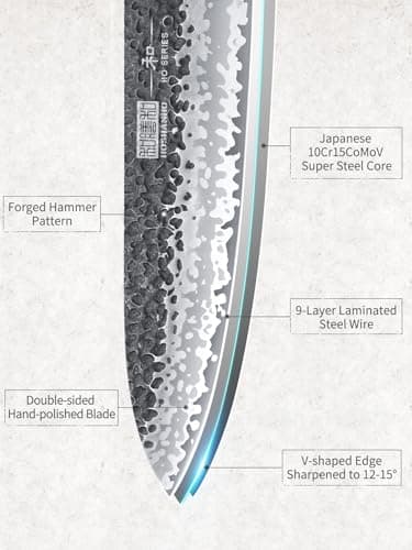 HOSHANHO 8 Inch Japanese Gyuto Chef Knife, 9 Layers 10Cr15CoMoV High Carbon Steel Kitchen Knife, Professional Hand Forged Cooking Knife with Ergonomic Rosewood Handle - Image 3