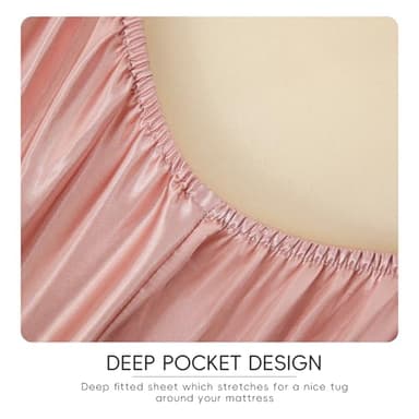 Sleeplite 4 Piece Luxury Satin Bed Sheets Set with Pillowcases - Ultra Soft & Silky, Hypoallergenic & Wrinkle-Free, Hotel Quality Comfort Bedding, Size Queen, Dusty Rose - Image 7