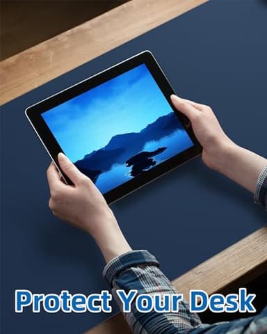 Leather Desk Pad Blotter,Mouse Pad,Office Desk Mat, Non-Slip PU Leather Desk mat,Large Desk mat,Waterproof Keyboard mat for Office/Home/Decor (Midnight Blue,35" x 17") - Image 3