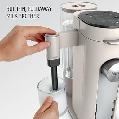 Ninja Pod & Grounds | Coffee Maker | XL Single-Serve | K-Cup Pod Compatible | Brews Grounds | Compact Design | Built-In Milk Frother | 68-oz. Reservoir, 6-oz. Cup to 24-oz. Mug Sizes | Stone |PB055AST - Image 4