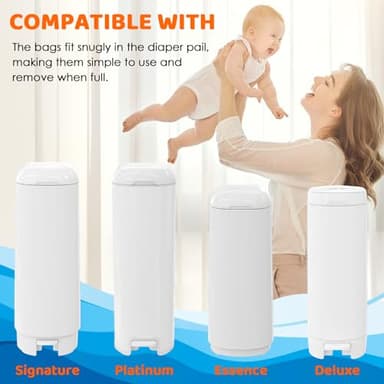 90 Bags Diaper Pail Refills Bags Compatible with Genie Easy Roll Signature & Platium Diaper Pails | 7-Layer OdorLock Technology | Up to 10 Months Use,3 Pack - Image 2