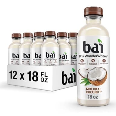 Bai Antioxidant Infused Water Beverage, Molokai Coconut, with Vitamin C and No Artificial Sweeteners, 18 Fluid Ounce Bottle, 12 Pack - Image 1