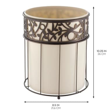 iDesign Metal Vine Bathroom Trash Plastic Insert-Set of 2-Vanilla Waste Can, Cream/Bronze - Image 6