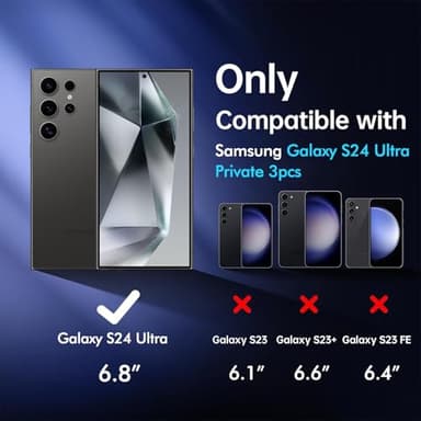 X-it for Samsung Galaxy S24 Ultra Privacy Screen Protector,6.8inch with [Auto-Dust Removal] 9H+ Tempered Glass [10X Military Protection], Bubble Free, Case Friendly 3 Packs - Image 9