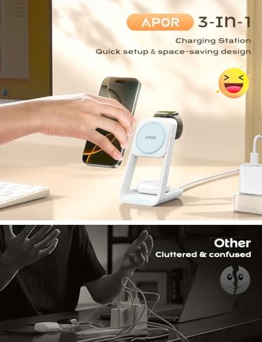 3 in 1 Charging Station for iPhone, Magsafe Wireless Charger with Cooling Fan for iPhone 16 15 14 13 12 Series & Apple Watch Charger 10/Ultra 2, Wireless Charging Station for AirPods 4/3/Pro/Pro 2 - Image 4