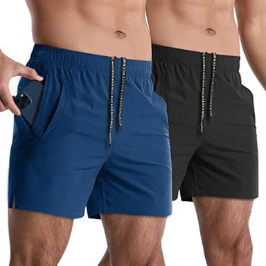 Lempue 2 Pack Workout Gym Shorts for Men 5 Inch Lightweight Running Shorts Quick Dry Sports Athletic Shorts with Pockets - Image 1