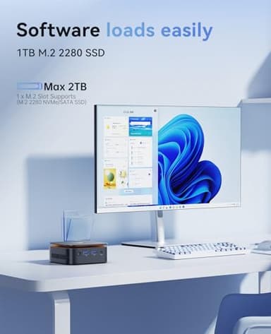 KAMRUI Essenx E1 Mini PC, Mini Computers Alder Lake N97(up to 3.60 GHz), Mini Desktop Computer, 16GB DDR4 256GB M.2 SSD, Small Computer Support 4K, WiFi 2.4G/5G, BT4.2, Business Home Office Family-NAS - Image 5