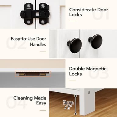 HOOBRO Litter Box Enclosure, Cat Litter Box Furniture with Removable Divider, Large Hidden Litter Box Furniture, Wooden Cat House, End Side Table, 31" L x 17.5" W x 19.7" H, White WT03MW01G2 - Image 8